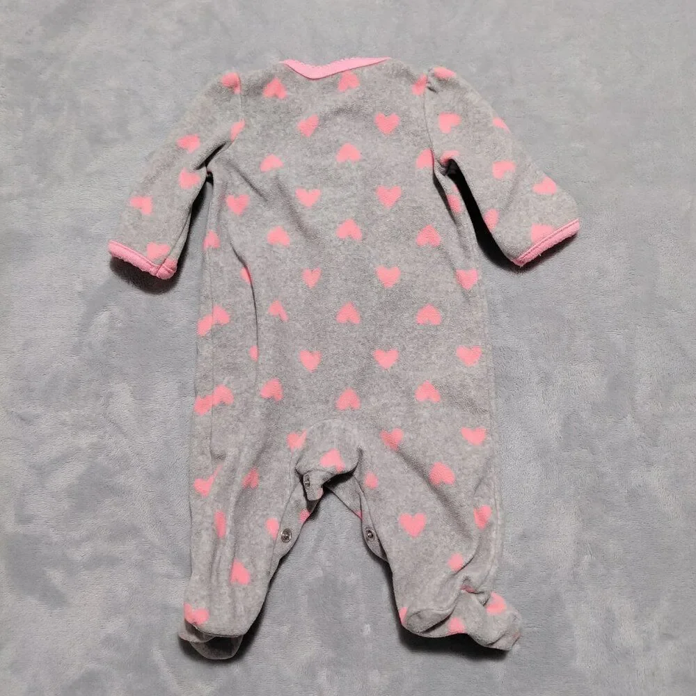 Carter's Just One You NB Fleece Pajama Pink Giraffe Heart Full Snap Footie